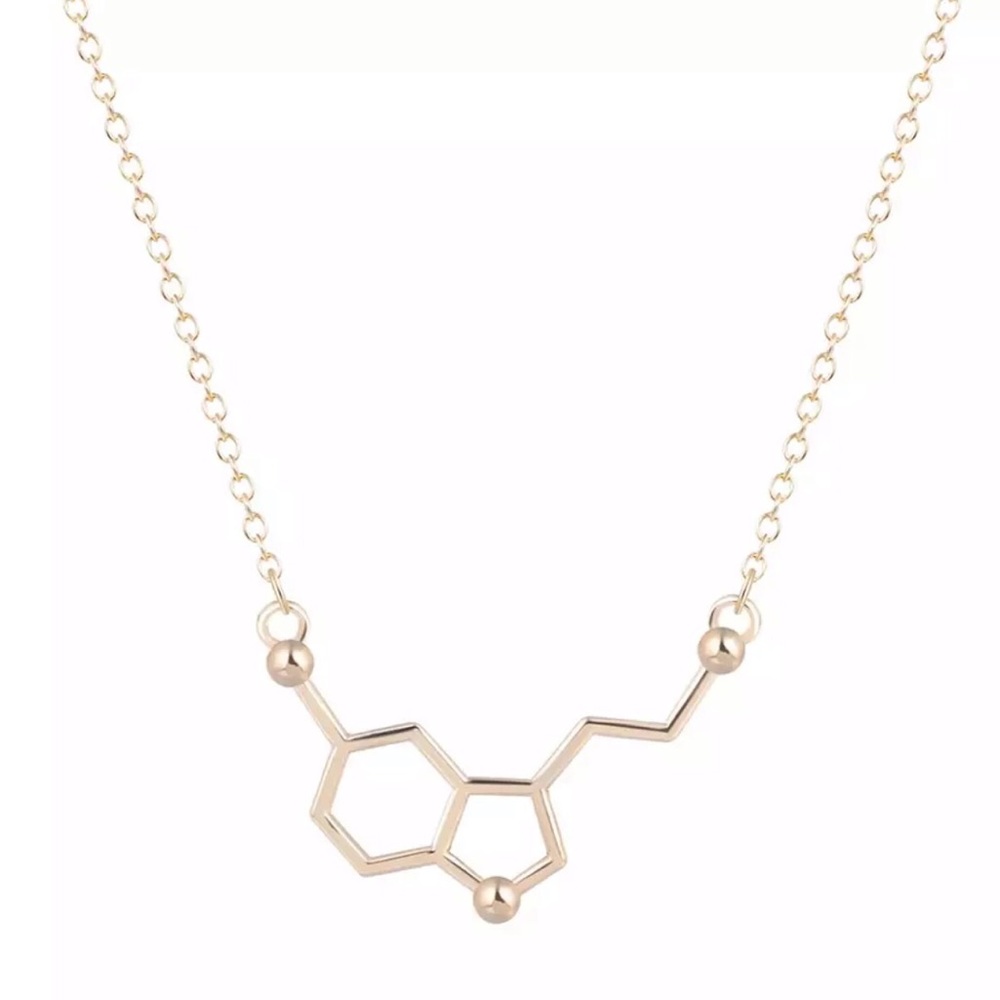 Gold Serotonin Molecule Necklace